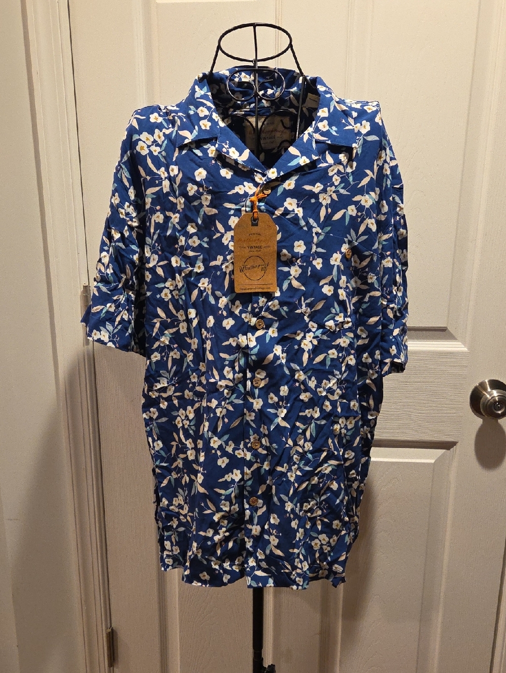 Weatherproof Blue Floral Button-Up